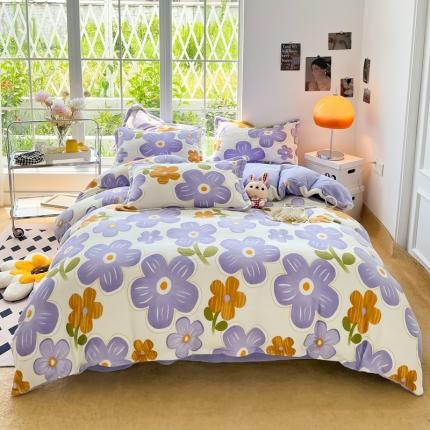 91家纺网 家纺一手货源 找家纺 （总）米莱 2022新款牛奶绒小清新印花四件套