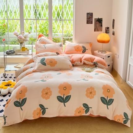 （总）米莱 2022新款牛奶绒小清新印花四件套