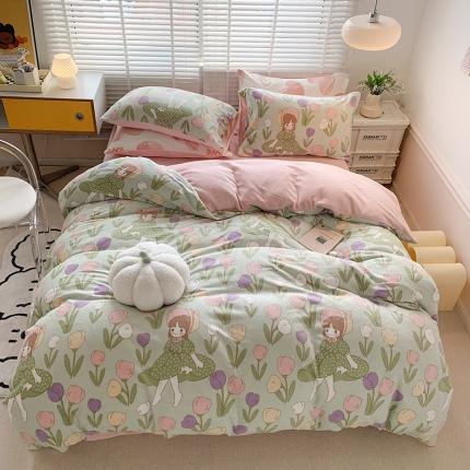 91家纺网 家纺一手货源 找家纺 （总）澳萝拉 2022新款牛奶绒印花四件套