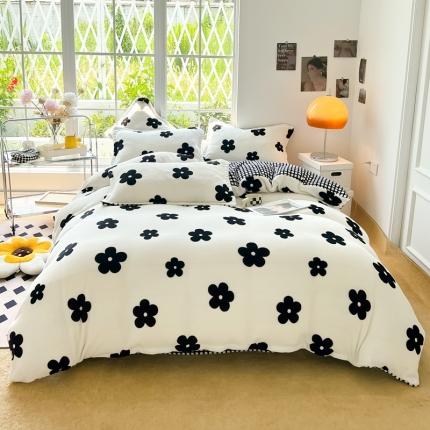 米莱 2022新款牛奶绒小清新印花四件套 山茶花