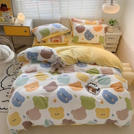 91家纺网 家纺一手货源 找家纺 （总）澳萝拉 2022新款牛奶绒印花四件套