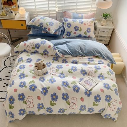 91家纺网 家纺一手货源 找家纺 （总）澳萝拉 2022新款牛奶绒印花四件套