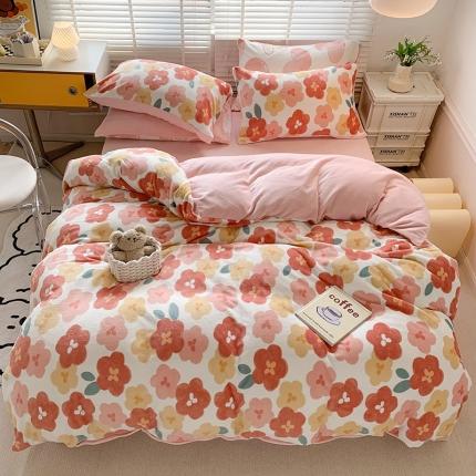 91家纺网 家纺一手货源 找家纺 （总）澳萝拉 2022新款牛奶绒印花四件套