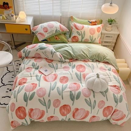 91家纺网 家纺一手货源 找家纺 （总）澳萝拉 2022新款牛奶绒印花四件套