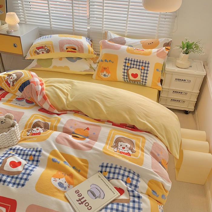 91家纺网 家纺一手货源 找家纺 （总）澳萝拉 2022新款牛奶绒印花四件套