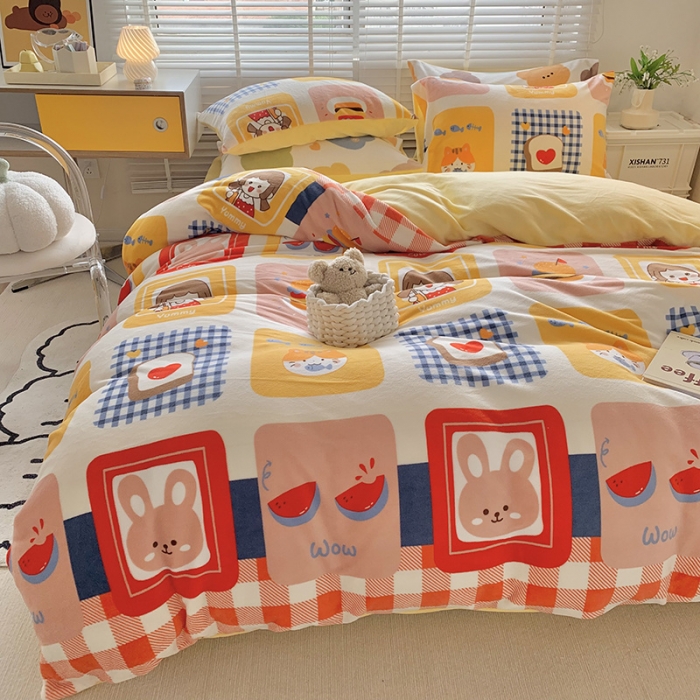 91家纺网 家纺一手货源 找家纺 （总）澳萝拉 2022新款牛奶绒印花四件套