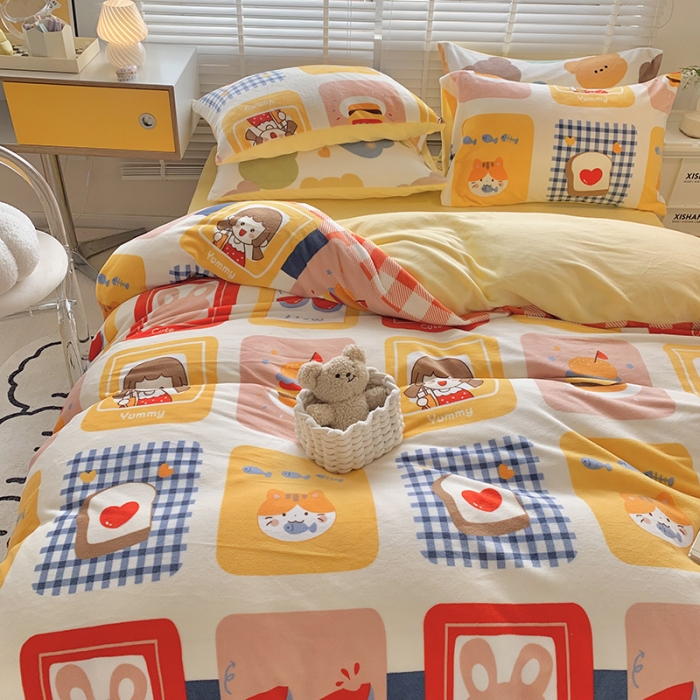 91家纺网 家纺一手货源 找家纺 （总）澳萝拉 2022新款牛奶绒印花四件套