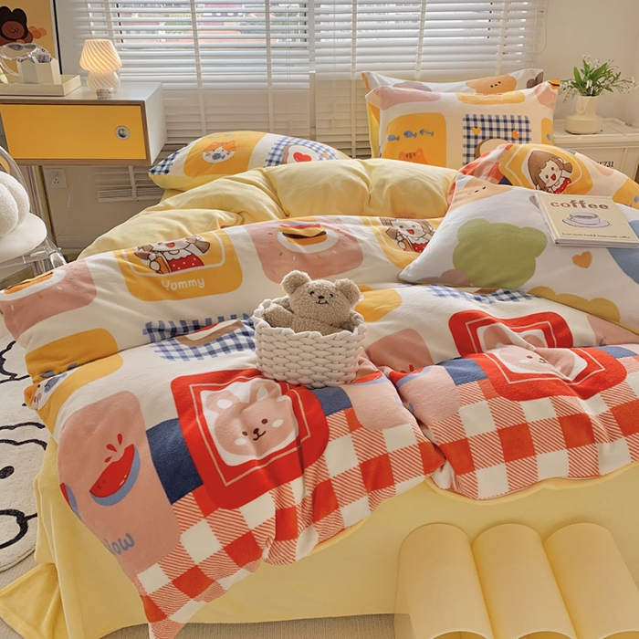 91家纺网 家纺一手货源 找家纺 （总）澳萝拉 2022新款牛奶绒印花四件套