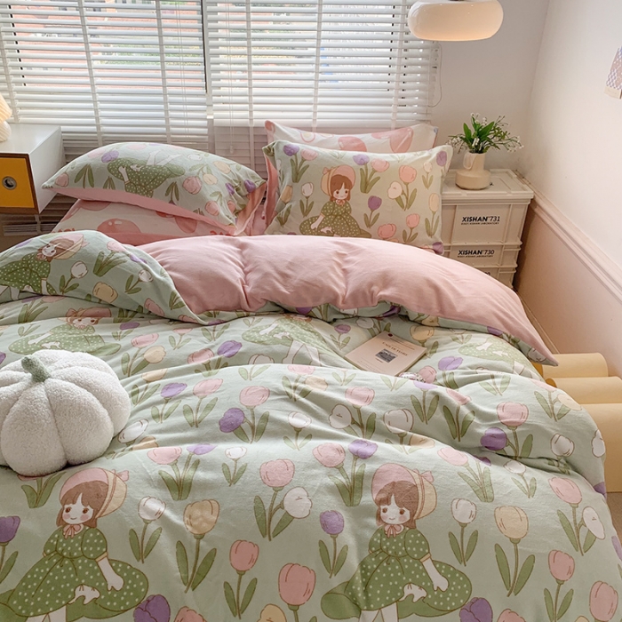 91家纺网 家纺一手货源 找家纺 澳萝拉 2022新款牛奶绒印花四件套 柏拉图