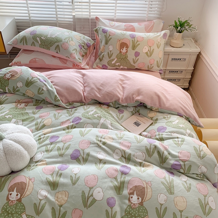 91家纺网 家纺一手货源 找家纺 澳萝拉 2022新款牛奶绒印花四件套 柏拉图