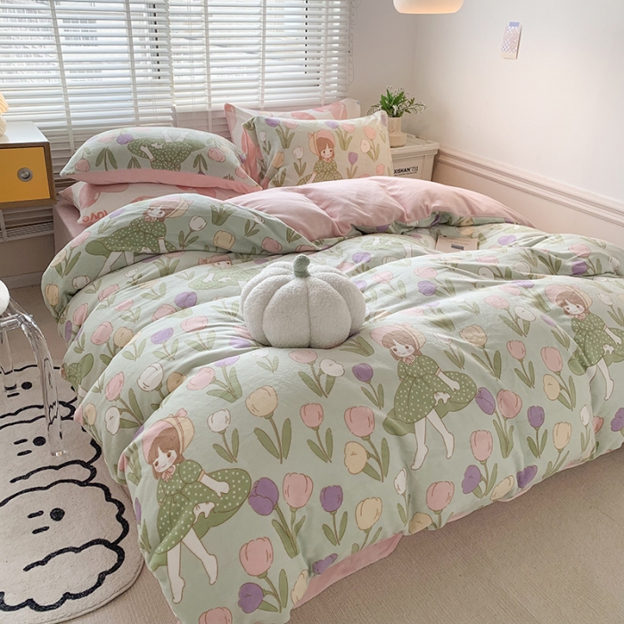 91家纺网 家纺一手货源 找家纺 澳萝拉 2022新款牛奶绒印花四件套 柏拉图