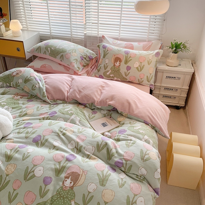 91家纺网 家纺一手货源 找家纺 澳萝拉 2022新款牛奶绒印花四件套 柏拉图