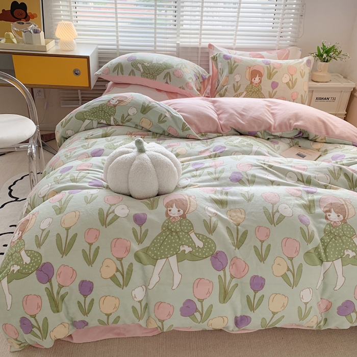 91家纺网 家纺一手货源 找家纺 澳萝拉 2022新款牛奶绒印花四件套 柏拉图