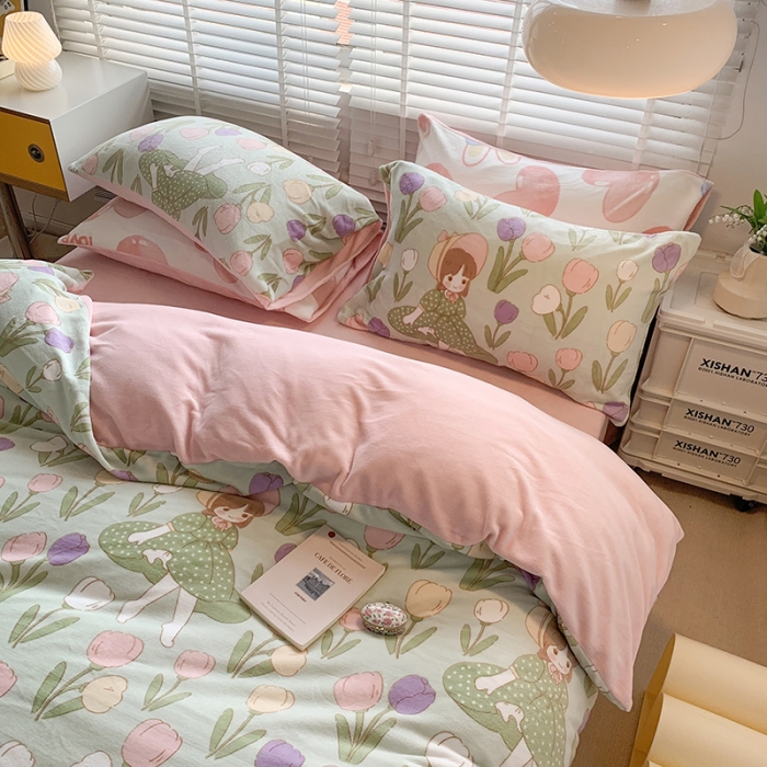 91家纺网 家纺一手货源 找家纺 澳萝拉 2022新款牛奶绒印花四件套 柏拉图