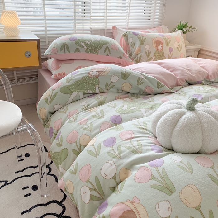 91家纺网 家纺一手货源 找家纺 澳萝拉 2022新款牛奶绒印花四件套 柏拉图