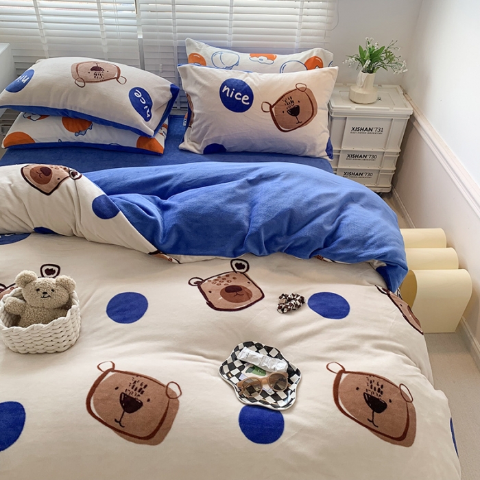 91家纺网 家纺一手货源 找家纺 澳萝拉 2022新款牛奶绒印花四件套 趣多多