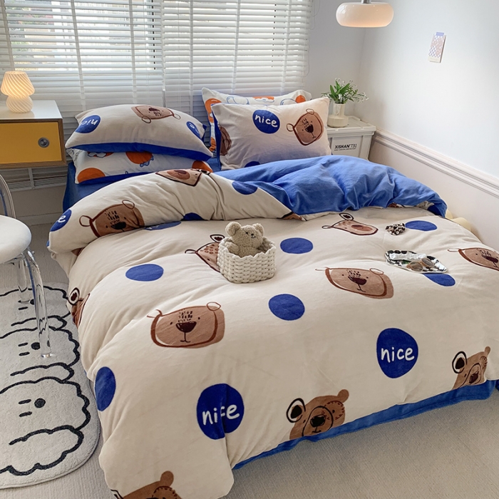 91家纺网 家纺一手货源 找家纺 澳萝拉 2022新款牛奶绒印花四件套 趣多多