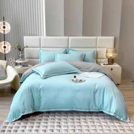 91家纺网 家纺一手货源 找家纺 印季 2023直播供货纯色轻奢一字绣全棉磨毛四件套