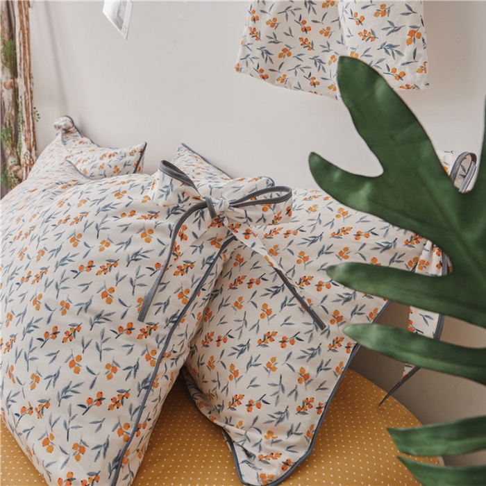 91家纺网 家纺一手货源 找家纺 （总）棉眠 2019春夏新款全棉镶边蝴蝶结四件套 床单款