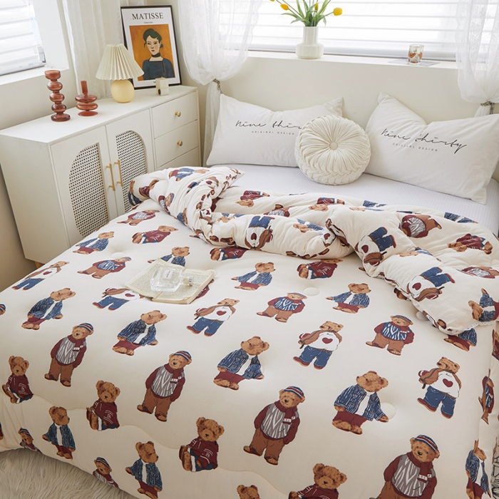 91家纺网 家纺一手货源 找家纺 （总）畅畅家纺 新品A类母婴级印花针织棉牛奶蛋白大豆冬春秋被