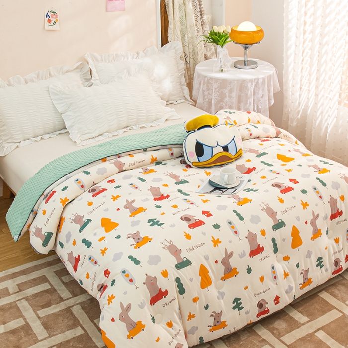 91家纺网 家纺一手货源 找家纺 芯恋 2025新款针织棉豆豆被加厚冬被春秋被被芯 嘟嘟兔