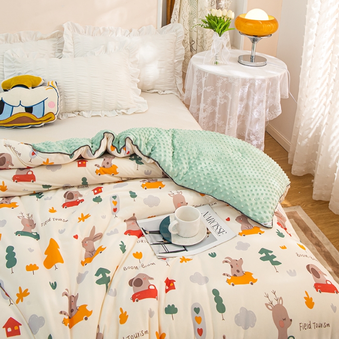 91家纺网 家纺一手货源 找家纺 芯恋 2025新款针织棉豆豆被加厚冬被春秋被被芯 嘟嘟兔