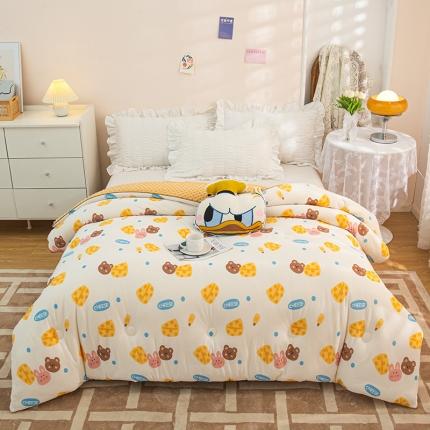 芯恋 2025新款针织棉豆豆被加厚冬被春秋被被芯 咖色熊