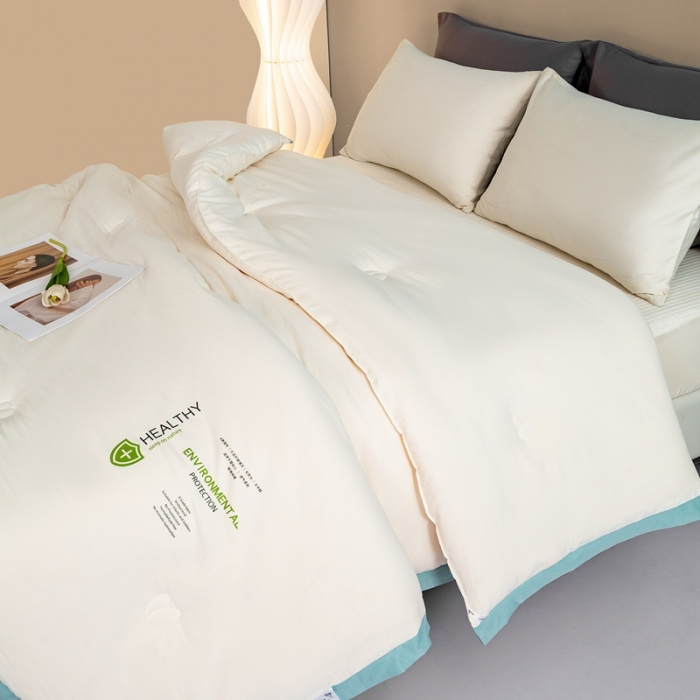 91家纺网 家纺一手货源 找家纺 （总）芯恋 2025新款锦柔缎素色拼色大豆蛋白纤维被