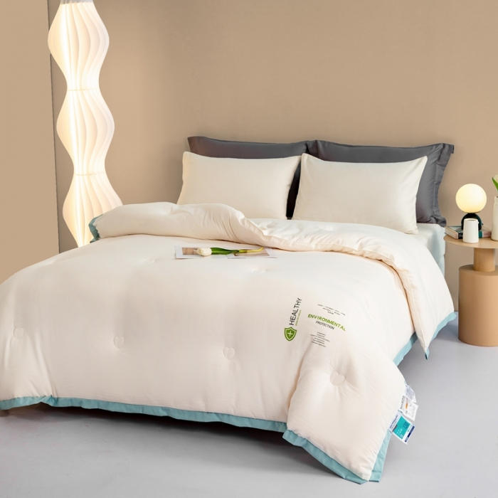 91家纺网 家纺一手货源 找家纺 （总）芯恋 2025新款锦柔缎素色拼色大豆蛋白纤维被