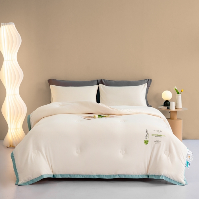 91家纺网 家纺一手货源 找家纺 （总）芯恋 2025新款锦柔缎素色拼色大豆蛋白纤维被