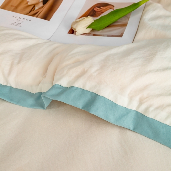 91家纺网 家纺一手货源 找家纺 （总）芯恋 2025新款锦柔缎素色拼色大豆蛋白纤维被