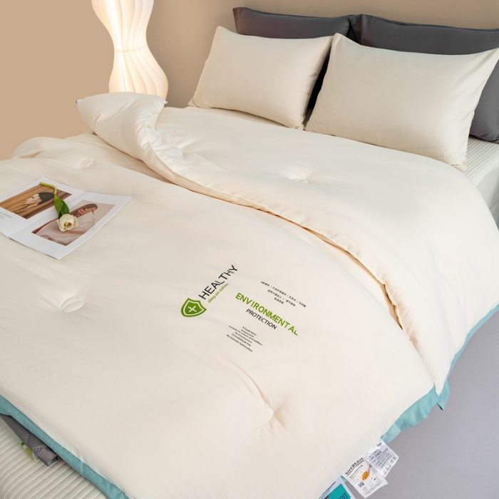 91家纺网 家纺一手货源 找家纺 （总）芯恋 2025新款锦柔缎素色拼色大豆蛋白纤维被