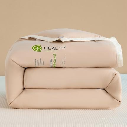 芯恋 2025新款锦柔缎素色拼色大豆蛋白纤维被 浅咖