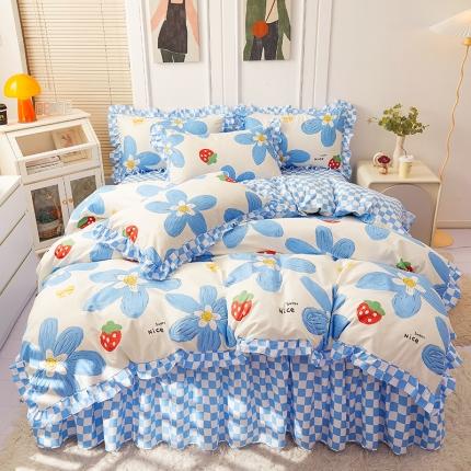 91家纺网 家纺一手货源 找家纺 （总）艾裙海床笠 2025新款乐卡棉亲肤韩版小清新四件套