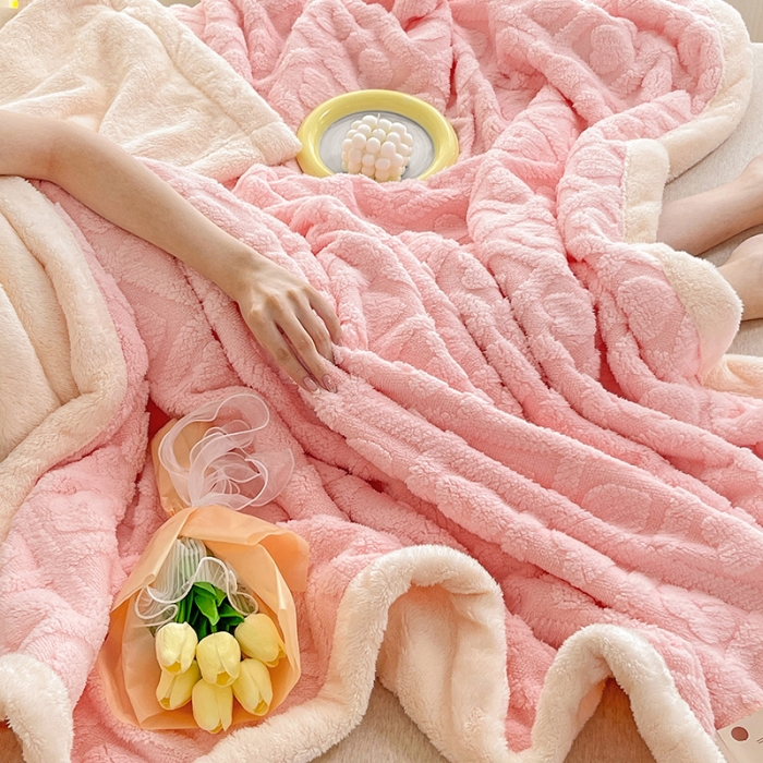91家纺网 家纺一手货源 找家纺 澳梵 2022新款塔芙绒毛毯【蜜语-心语系列】 蜜语-粉色