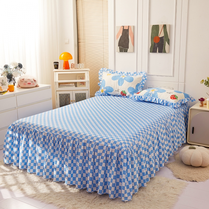 91家纺网 家纺一手货源 找家纺 艾裙海床笠 2025新款乐卡棉亲肤韩版小清新四件套 清甜草莓