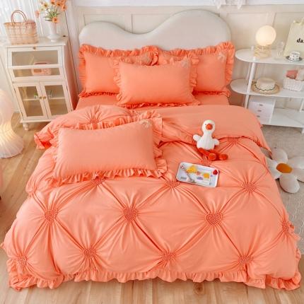 91家纺网 家纺一手货源 找家纺 （总）九诺 2023秋冬加厚磨毛手工扭花韩版床裙四件套-罗曼