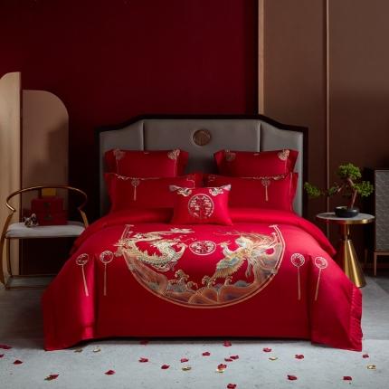 91家纺网 家纺一手货源 找家纺 （总）高大尚 新品AB版长绒棉婚庆多件套--携手一生