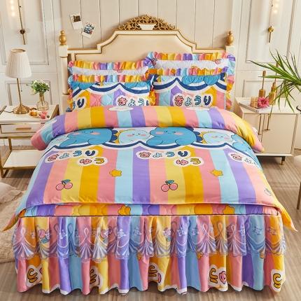 91家纺网 家纺一手货源 找家纺 （总）艾裙海 2025新款亲肤棉秋冬夹棉床裙四件套