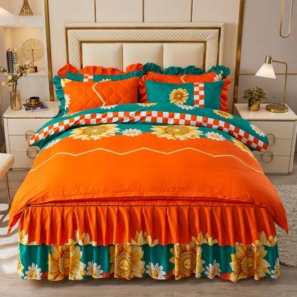 91家纺网 家纺一手货源 找家纺 （总）艾裙海 2025新款亲肤棉秋冬夹棉床裙四件套