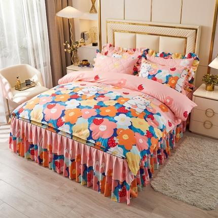 91家纺网 家纺一手货源 找家纺 （总）艾裙海 2025新款亲肤棉秋冬夹棉床裙四件套