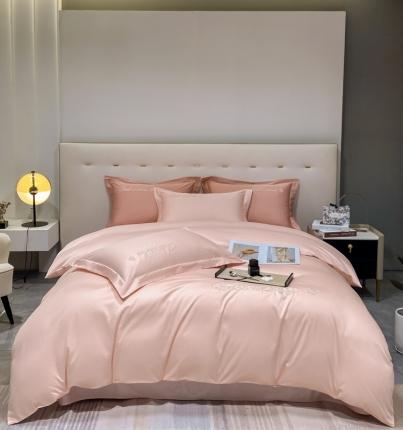 寐居 2022新款60支长绒棉刺绣四件套 浅爱-优雅粉