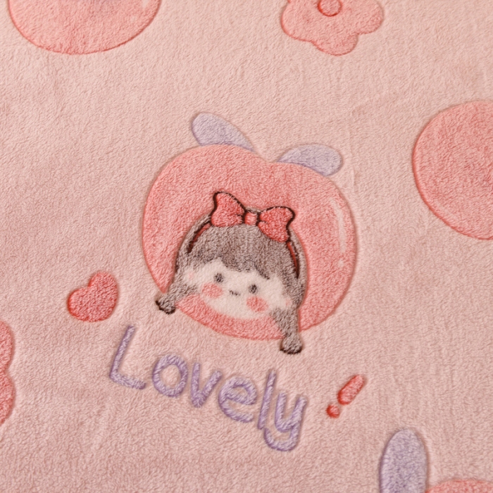 91家纺网 家纺一手货源 找家纺 慕梵 2022新款雪花绒印花卡通床笠 桃子少女