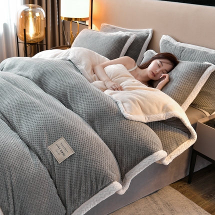 91家纺网 家纺一手货源 找家纺 （总）法澳 2024新款牛奶绒贝贝绒230克大包边四件套