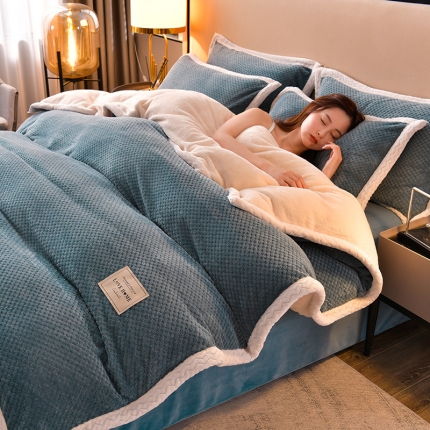 91家纺网 家纺一手货源 找家纺 （总）法澳 2024新款牛奶绒贝贝绒230克大包边四件套