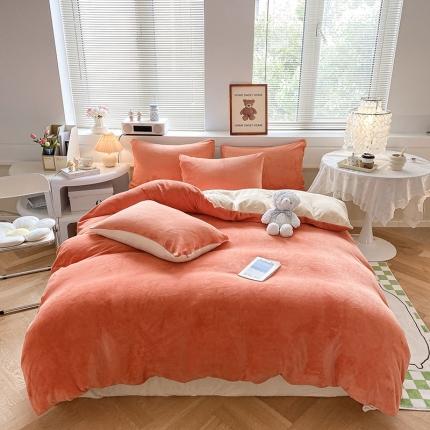 91家纺网 家纺一手货源 找家纺 （总）寐居 2022新款高克重加厚保暖拼色牛奶绒四件套