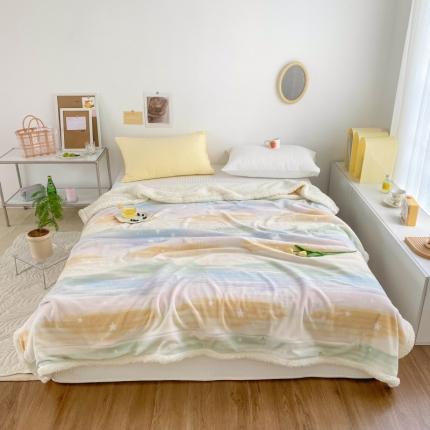 寐居 2022新款牛奶绒羊羔绒被套两用多功能盖毯 多彩