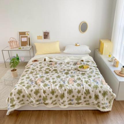 寐居 2022新款牛奶绒羊羔绒被套两用多功能盖毯 熊兔之恋