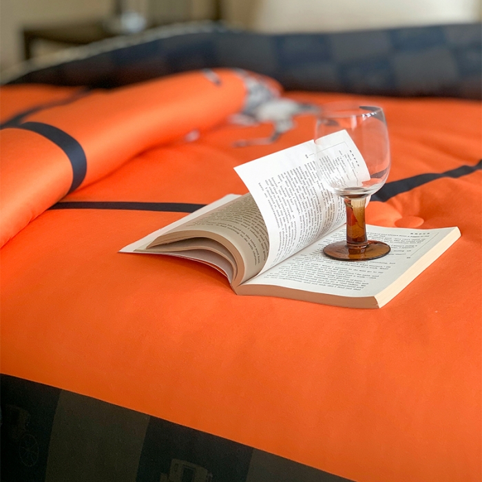 91家纺网 家纺一手货源 找家纺 花沐 2023新款针织棉大豆被豆豆被冬被被子 大版印花-橘