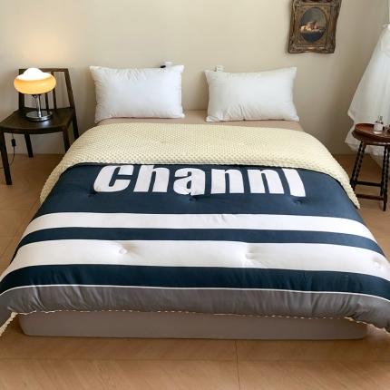 花沐 2023新款针织棉大豆被豆豆被冬被被子 大版印花-条格